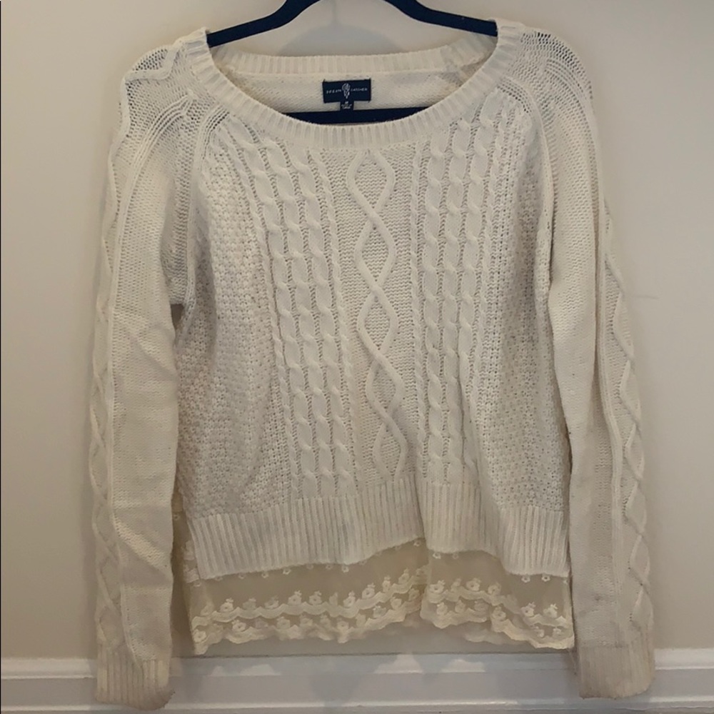 Ivory sweater with lace detail